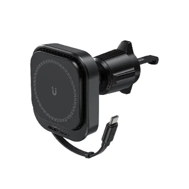 هولدر و شارژر وایرلس دریچه کولری مگنتی ایس فست مدل D32 توان 15 وات با کابل جمع شونده