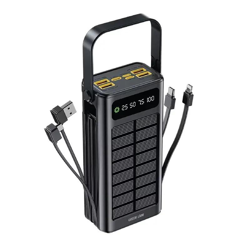 پاوربانک خورشیدی 30000 گرین لاین مدل Solar X GLPX49 GNSOL49PB30BK توان 22.5 وات و کابل متصل