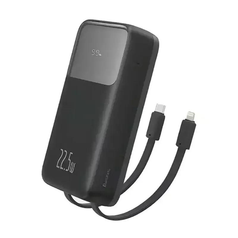 پاوربانک 20000 باسئوس مدل PPMD20 Comet PPMD020103 توان 22.5 وات با 2 کابل متصل