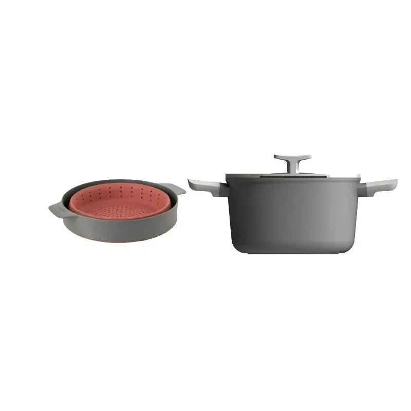 قابلمه بخارپز برگهف سری Leo مدل berghof leo KB202-2 به همراه سبد سایز 24Cm 5.5L طوسی
