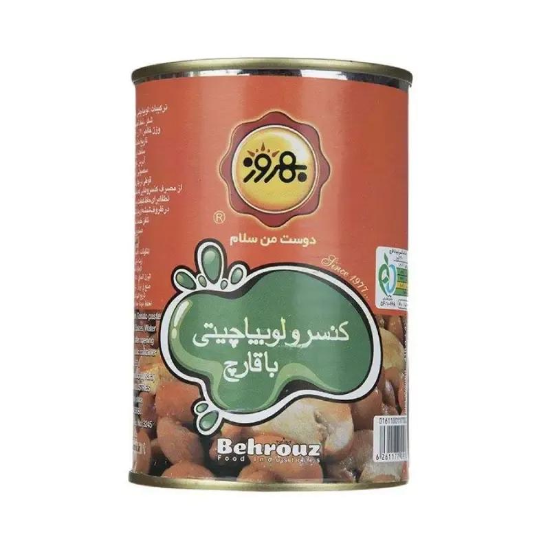 کنسرو لوبیا چیتی با قارچ بهروز وزن 380 گرمی (بسته 24 عددی)