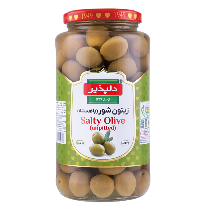 زیتون شور با هسته دلپذیر وزن 660 گرمی (کارتن 12 عددی)