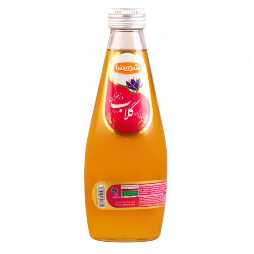 نوشیدنی گیاهی گلاب و زعفران بدون گاز شیررضا حجم 285 میلی لیتری (بسته 12 عددی)