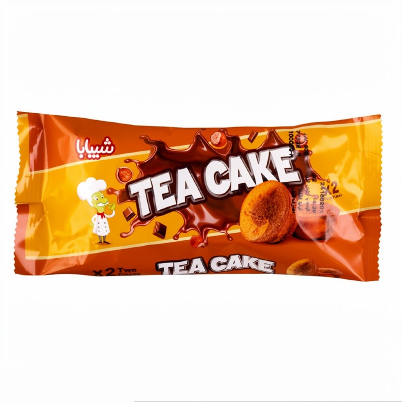 کیک دوقلو با مغز شکلات فندقی تی کیک ( Tea Cake ) شیبابا وزن 60 گرمی (کارتن 36 عددی)
