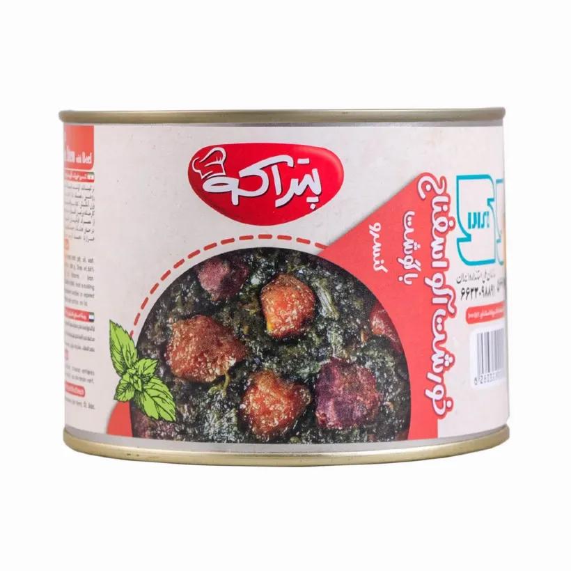 کنسرو خورش آلو اسفناج با گوشت پتراکو وزن 450 گرمی (بسته 12 عددی)