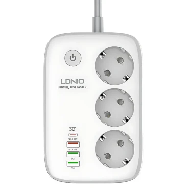 چند راهی برق و شارژر هوشمند الدینیو مدل LDNIO SEW3452 دارای 4 پورت