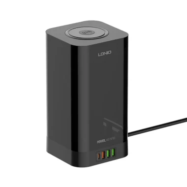 چند راهی برق و شارژر وایرلس تایمردار الدینیو مدل SEW4485 دارای 4 پورت