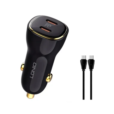 شارژر فندکی الدینیو مدل C104 توان 60 وات همراه با کابل