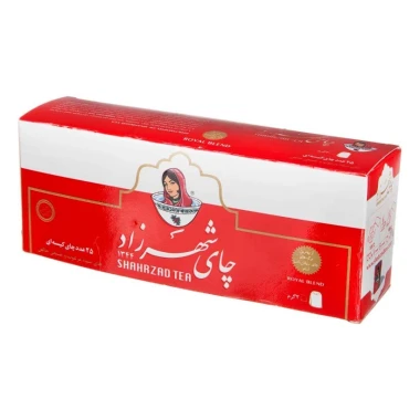 چای سیاه کیسه ای ساده شهرزاد بسته 25 عددی (کارتن 24 بسته‌ای)