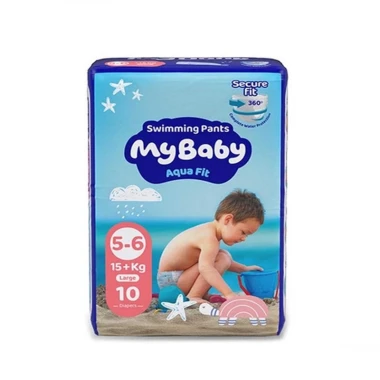 پوشک استخری مخصوص شنا مای بیبی مدل MyBaby Aqua Fit سایز بزرگ بسته 10 عددی (کارتن 6 بسته‌ای)