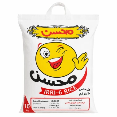 برنج پاکستانی محسن مدل IRRI-6 وزن 10 کیلوگرمی (کیسه 4 گونی)
