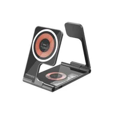 شارژر بی‌سیم پرومیت مدل promate AURAFOLD-TRIO با سه درگاه شارژ
